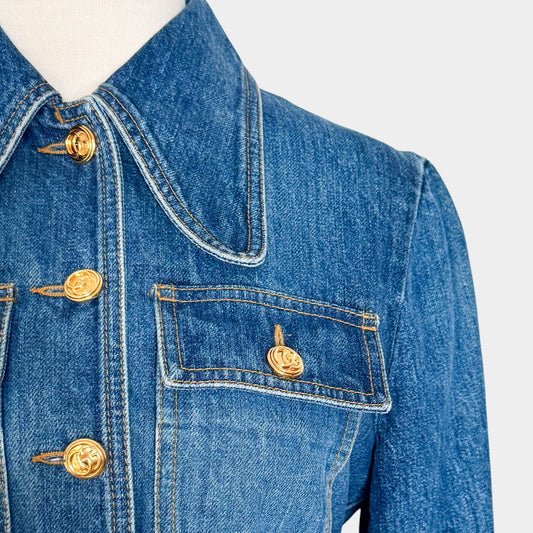 Gucci Eco Washed Organic Blue Denim Safari Jacket EU38 ~ AU8