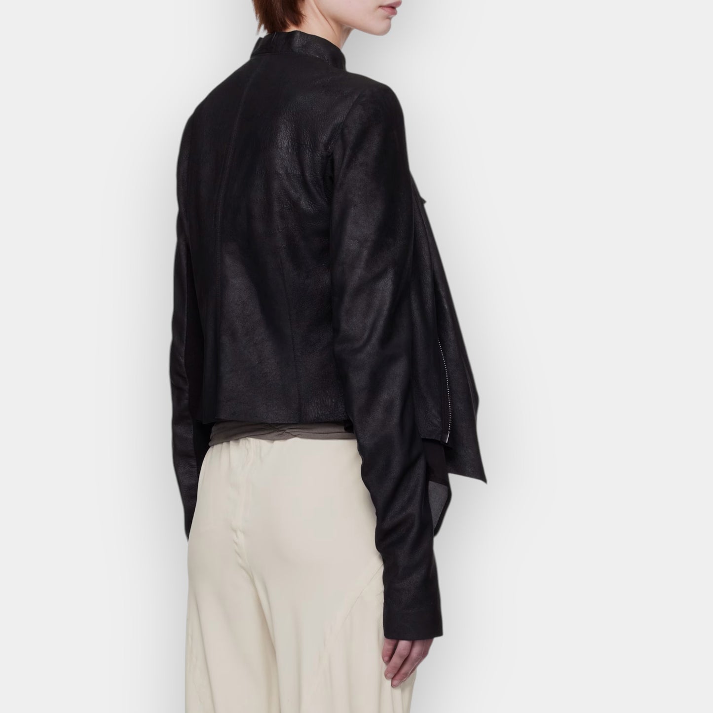Rick Owens Black Leather Hollywood Waterfall Biker Jacket AU10 ~ Med (fits AU8-10)