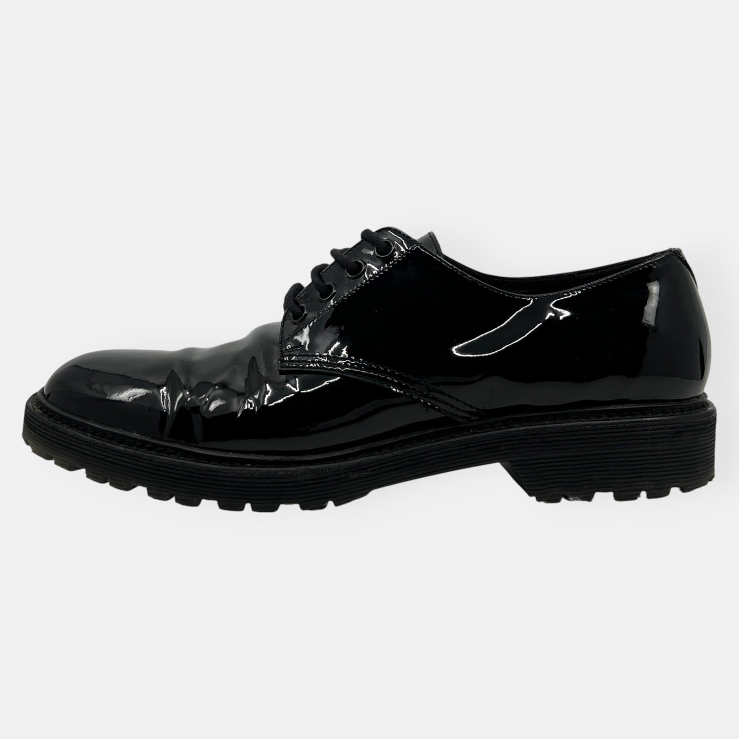 Saint Laurent Black Patent Leather Lace Up Brogue Shoes EU41 ~ AU10