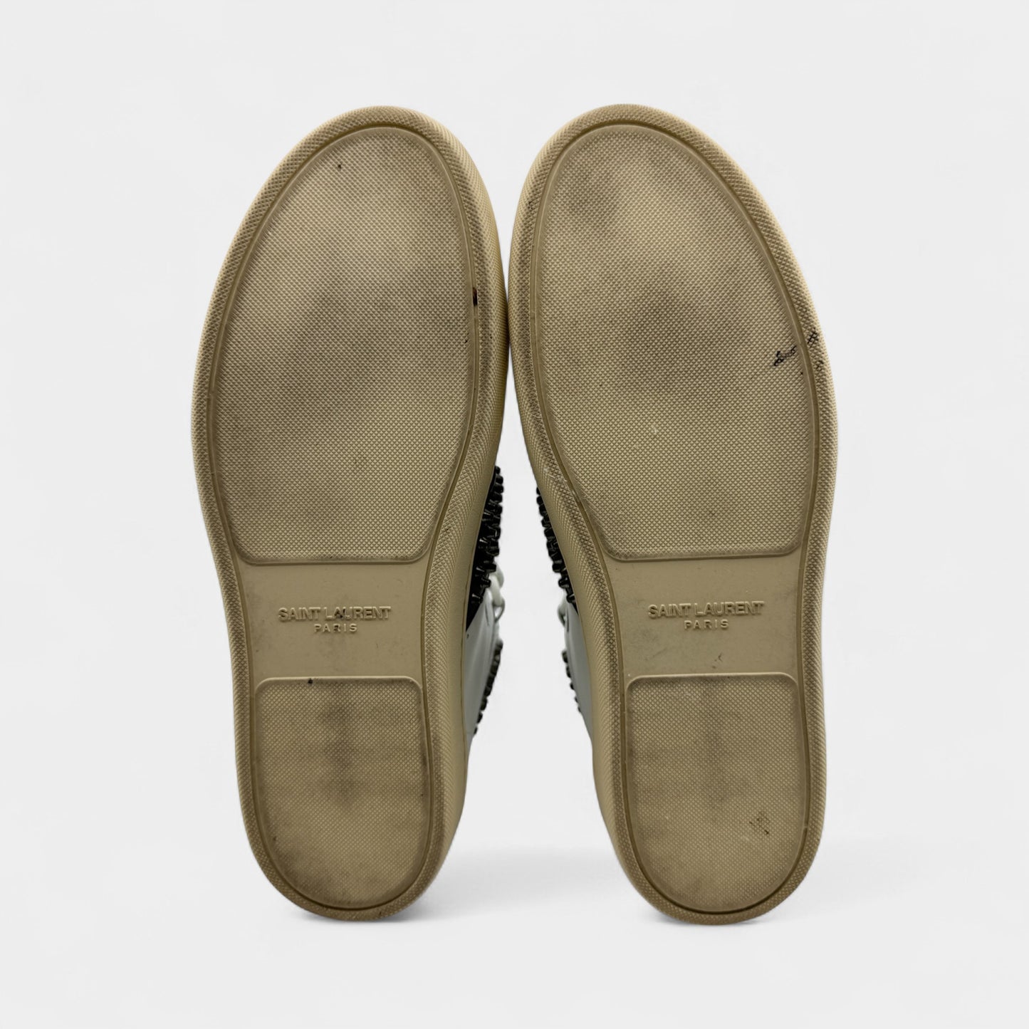 Saint Laurent White Leather Black Spike High Top Sneakers M8 ~ W10 ~ EU41