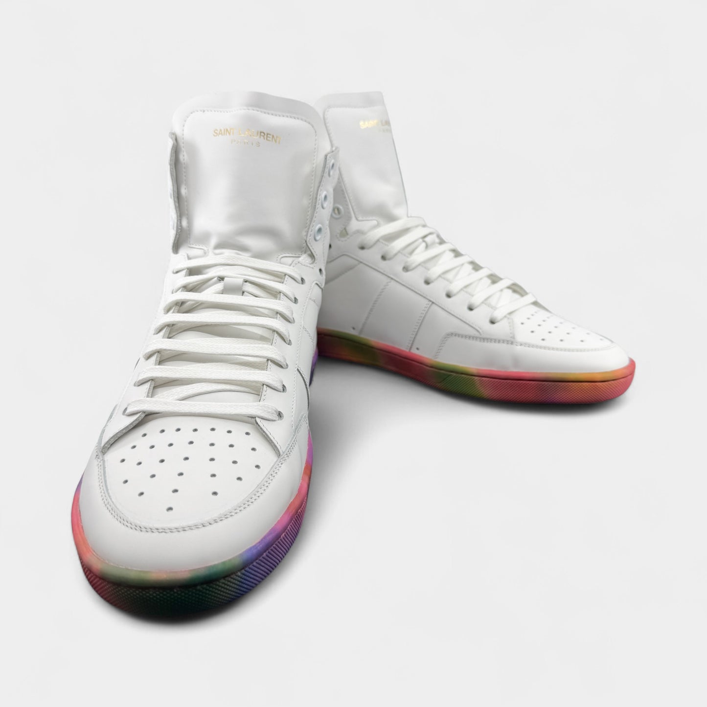 Saint Laurent White Leather Multicolour Sole Sneakers M8 ~ W10 ~ EU41