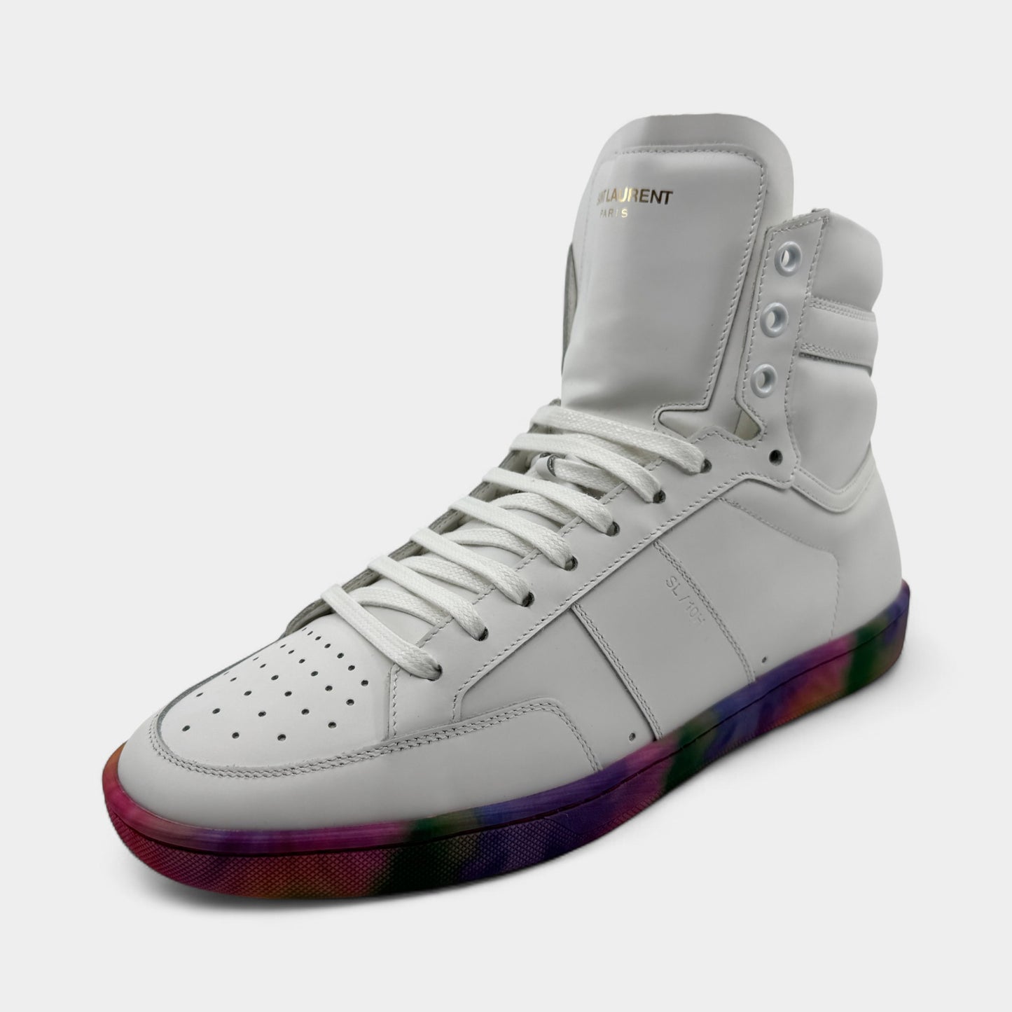 Saint Laurent White Leather Multicolour Sole Sneakers M8 ~ W10 ~ EU41