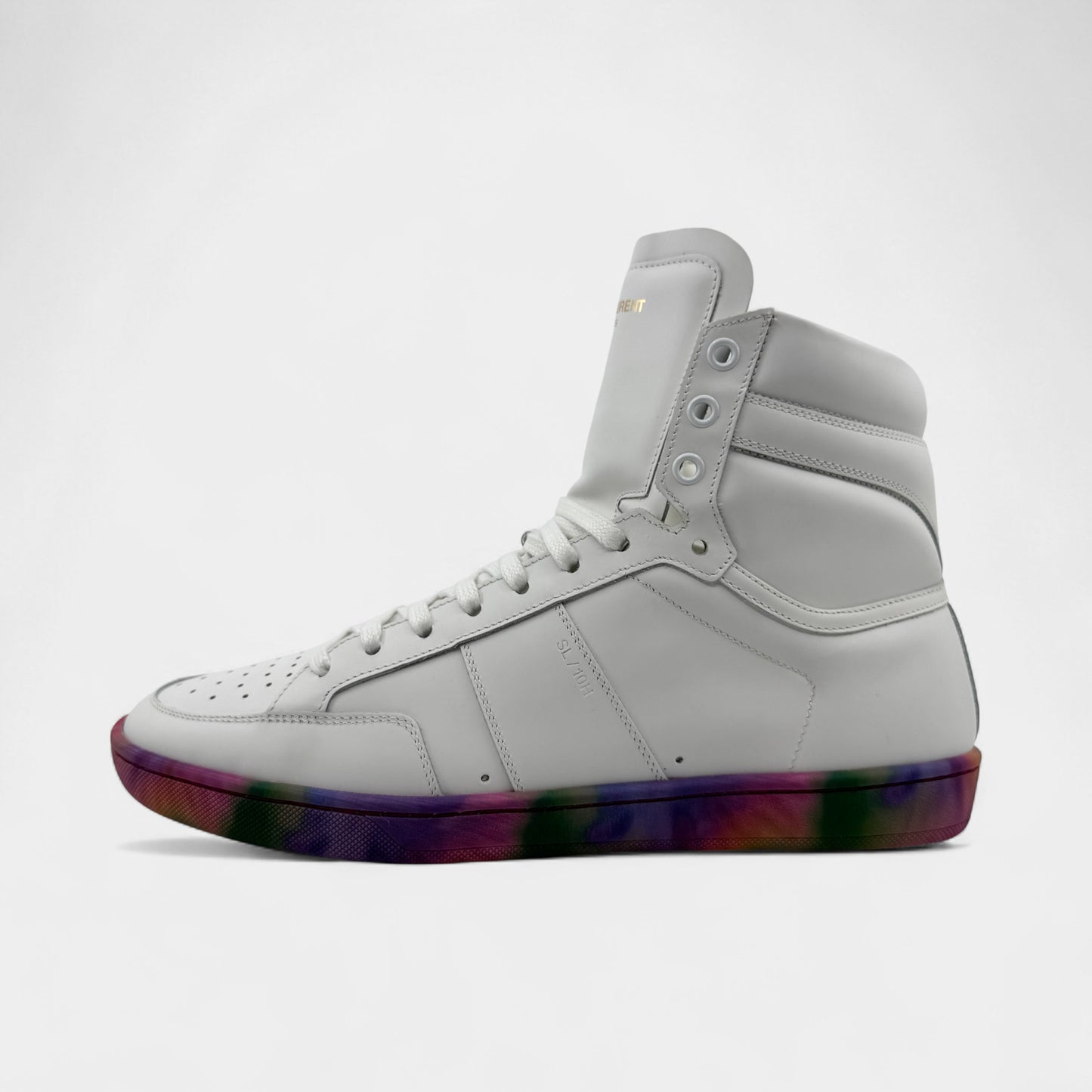 Saint Laurent White Leather Multicolour Sole Sneakers M8 ~ W10 ~ EU41