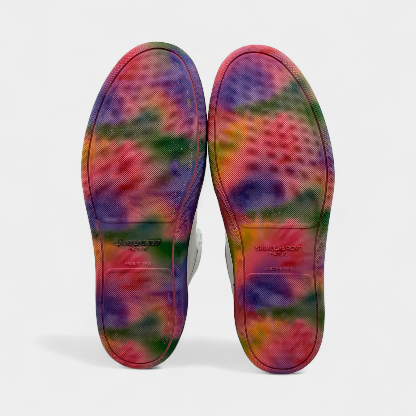 Saint Laurent White Leather Multicolour Sole Sneakers M8 ~ W10 ~ EU41