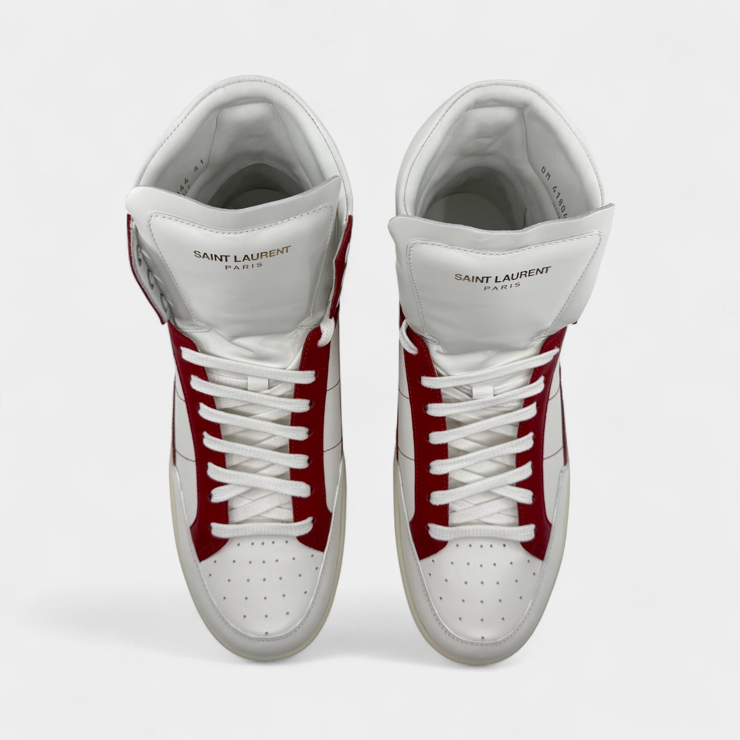 Saint Laurent White Red Leather High Top Sneakers M8 ~ W10 ~ EU41
