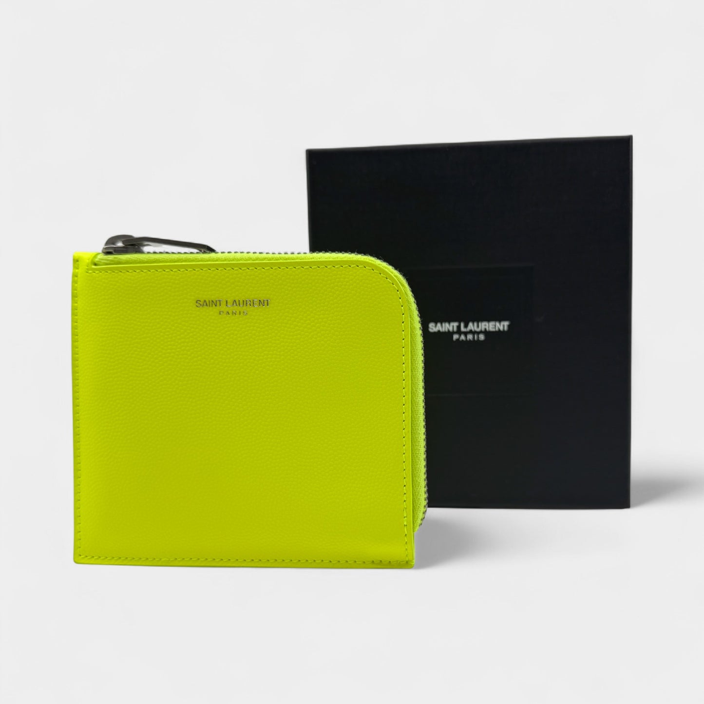 Saint Laurent Paris Bright Yellow Calfskin Zip Card Wallet