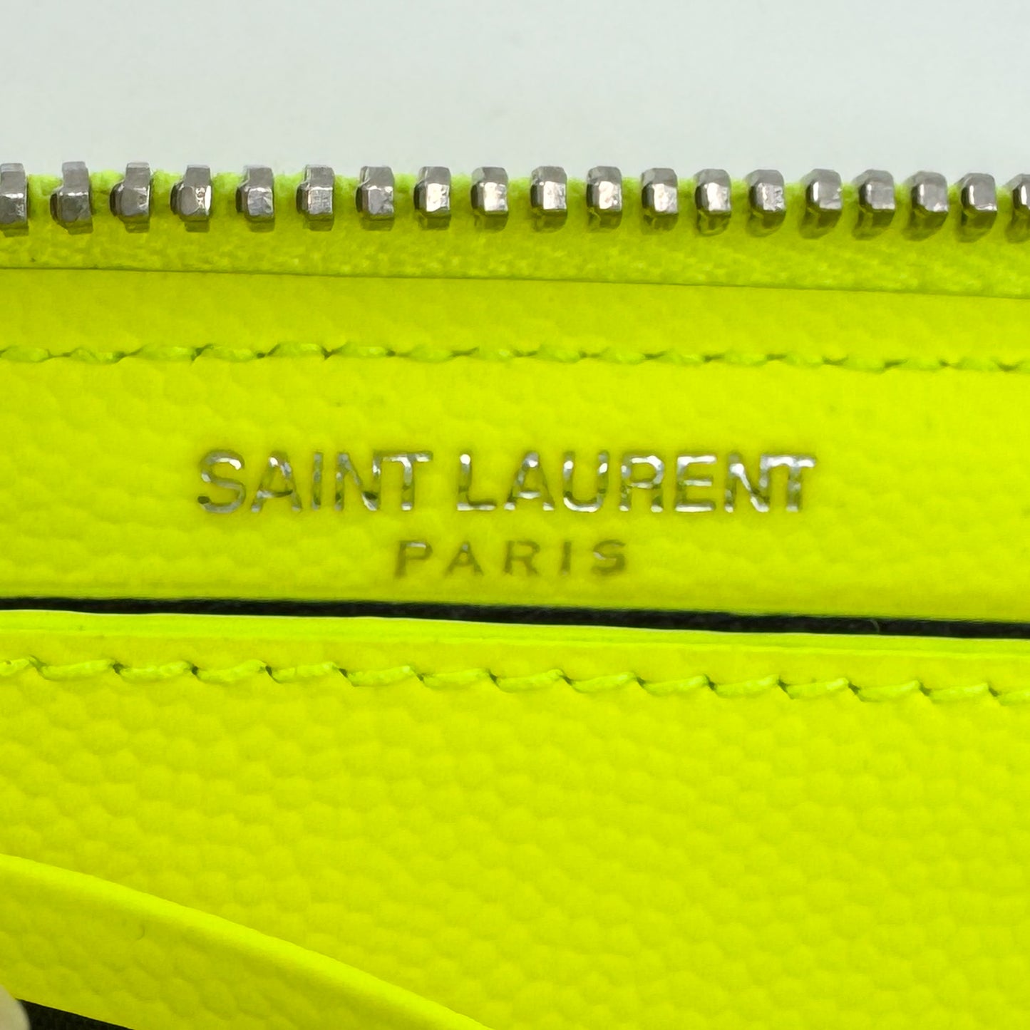 Saint Laurent Paris Bright Yellow Calfskin Zip Card Wallet