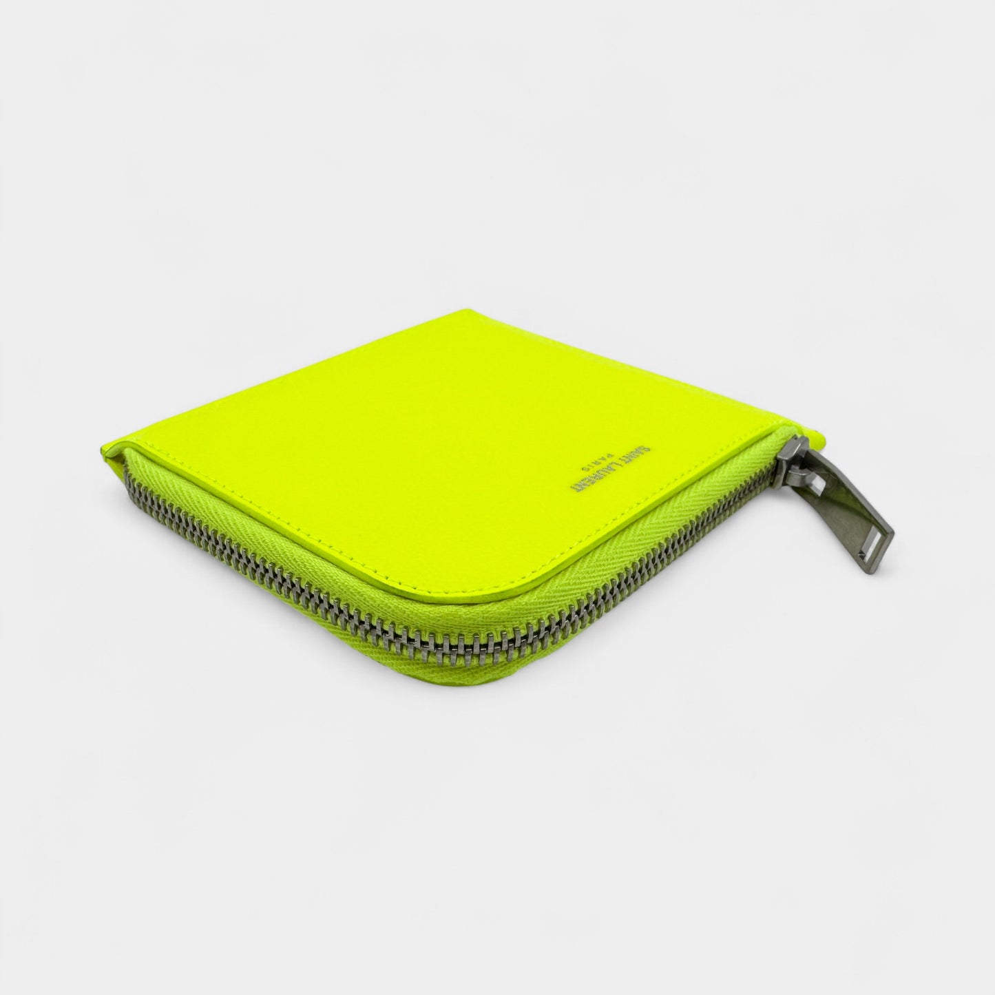 Saint Laurent Paris Bright Yellow Calfskin Zip Card Wallet