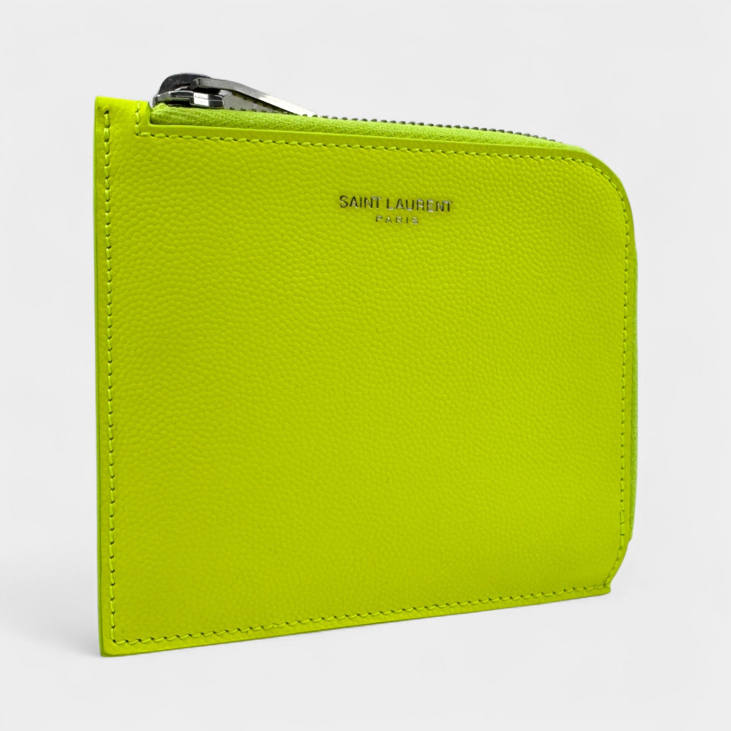 Saint Laurent Paris Bright Yellow Calfskin Zip Card Wallet