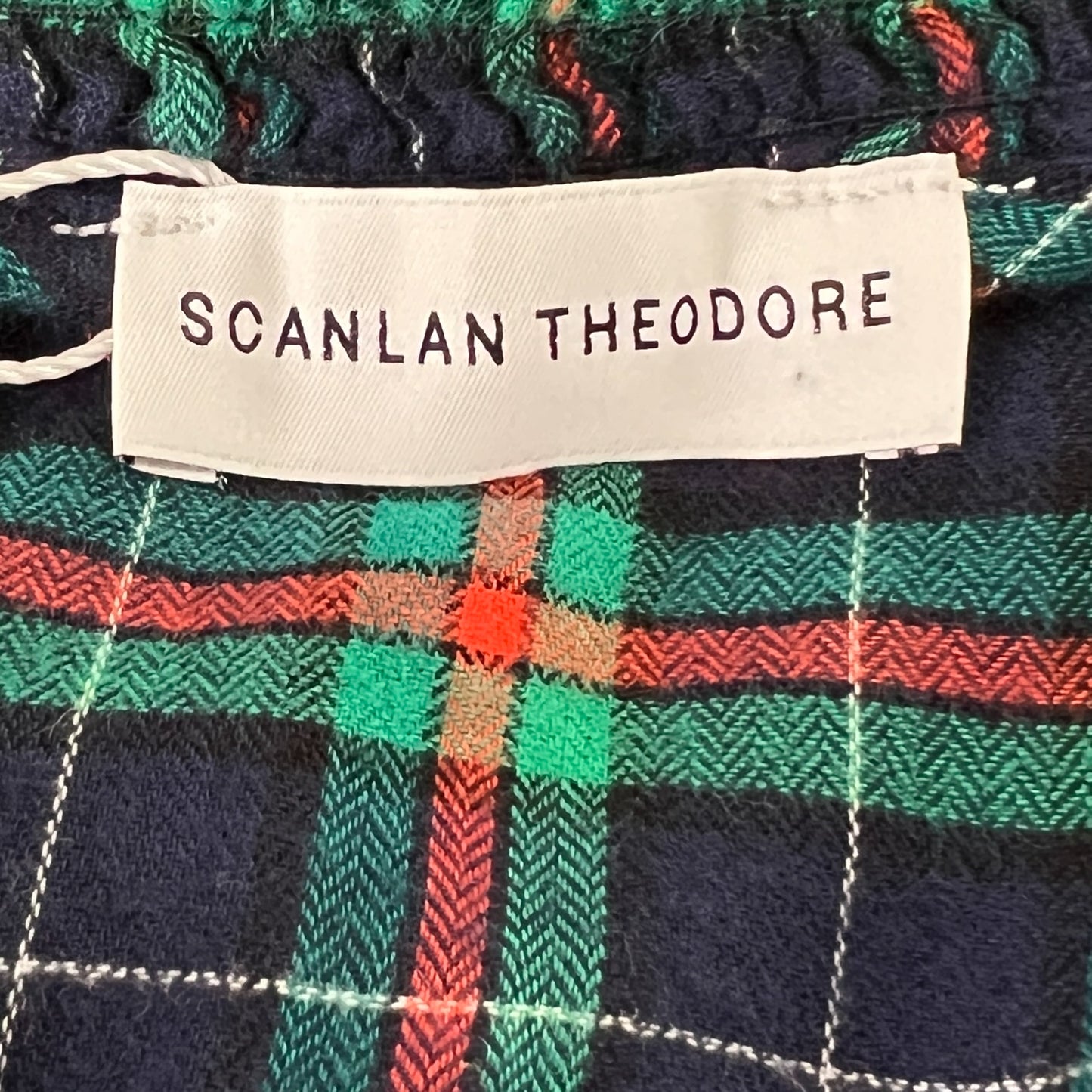 Scanlan Theodore Green, Navy & Red Check Midi Dress AU10 ~ Medium