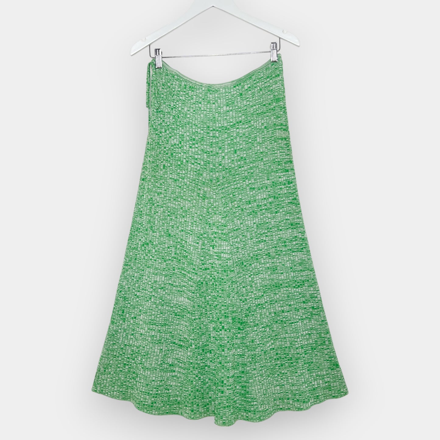Scanlan Theodore Green & Cream Ribbed Crepe A Line Skirt AU8–10
