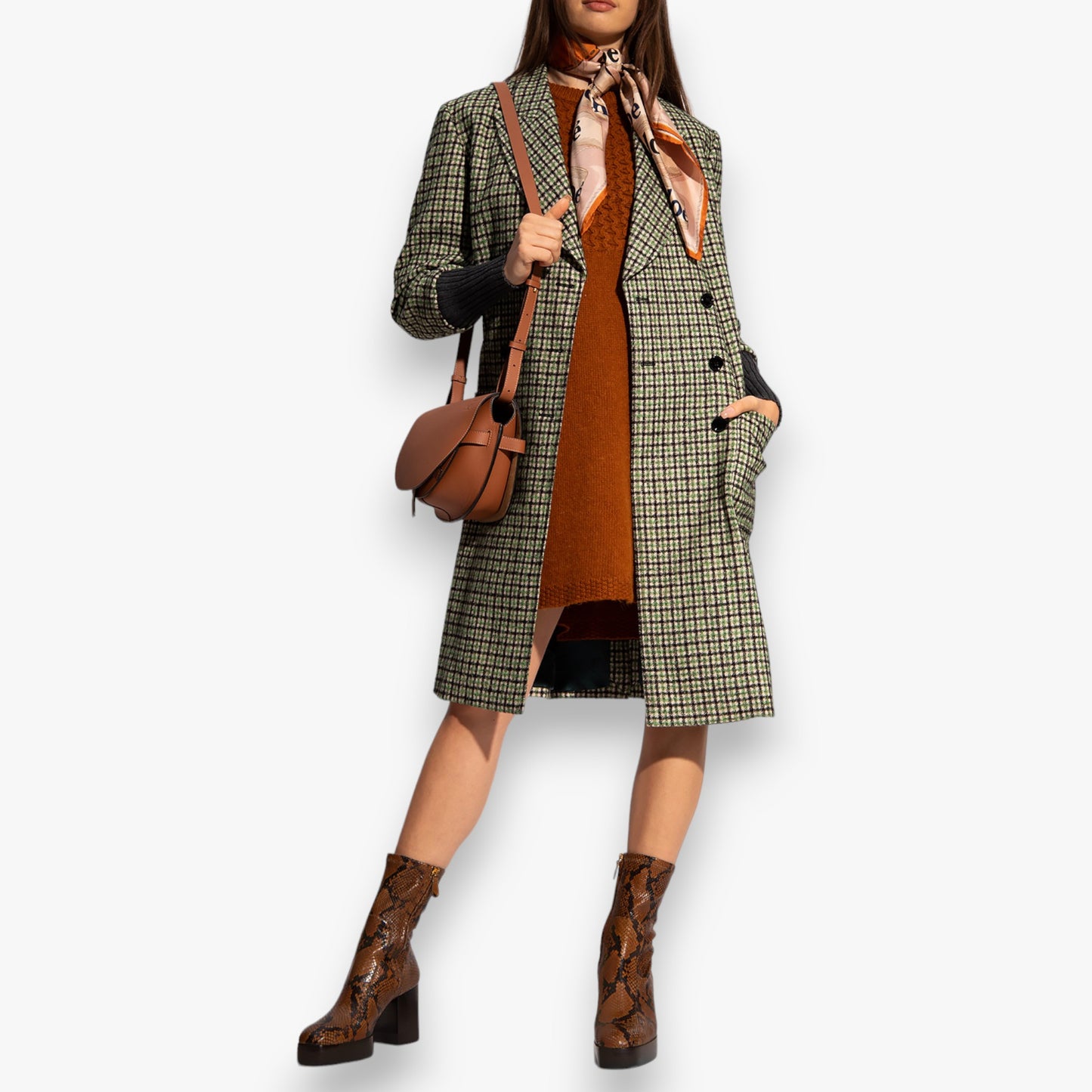 See By Chloé Cinnamon Brown Knit Wool-blend Jumper Dress L ~ AU12-14