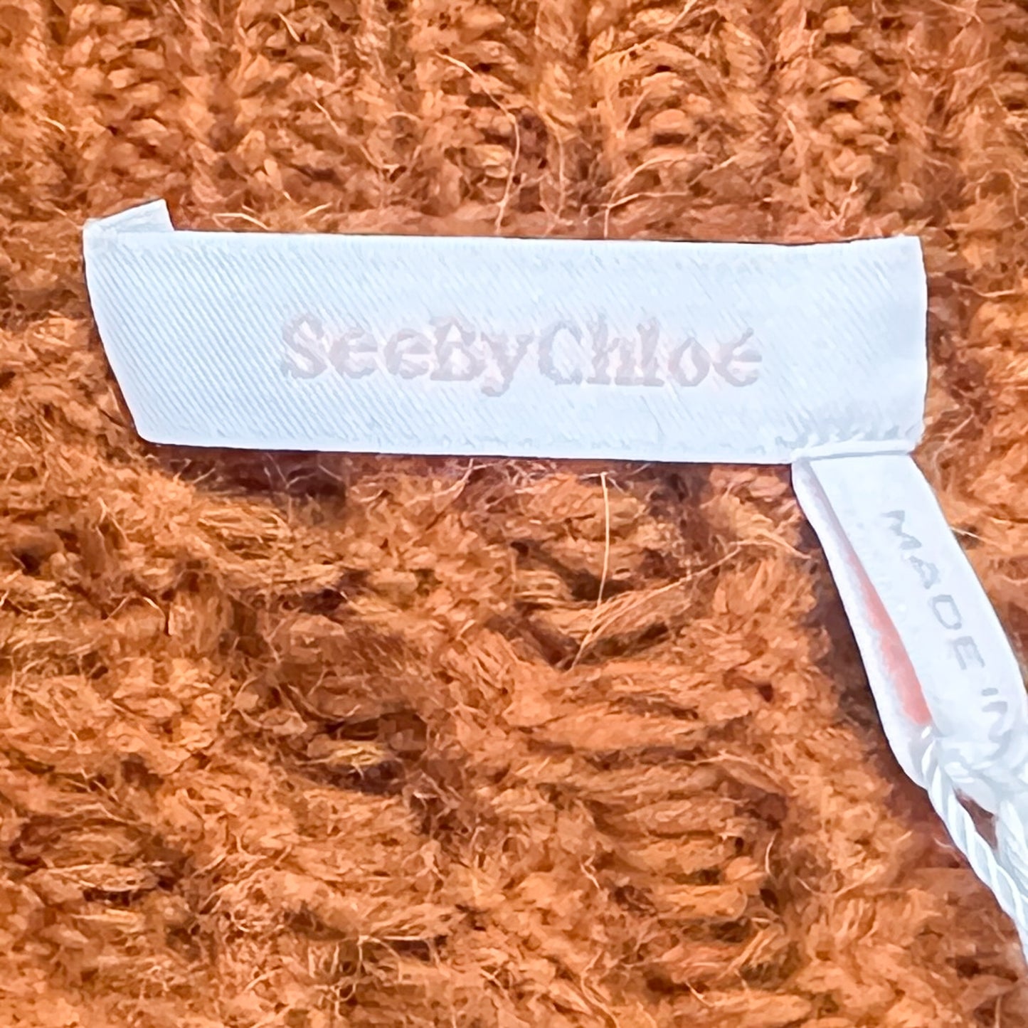 See By Chloé Cinnamon Brown Knit Wool-blend Jumper Dress L ~ AU12-14