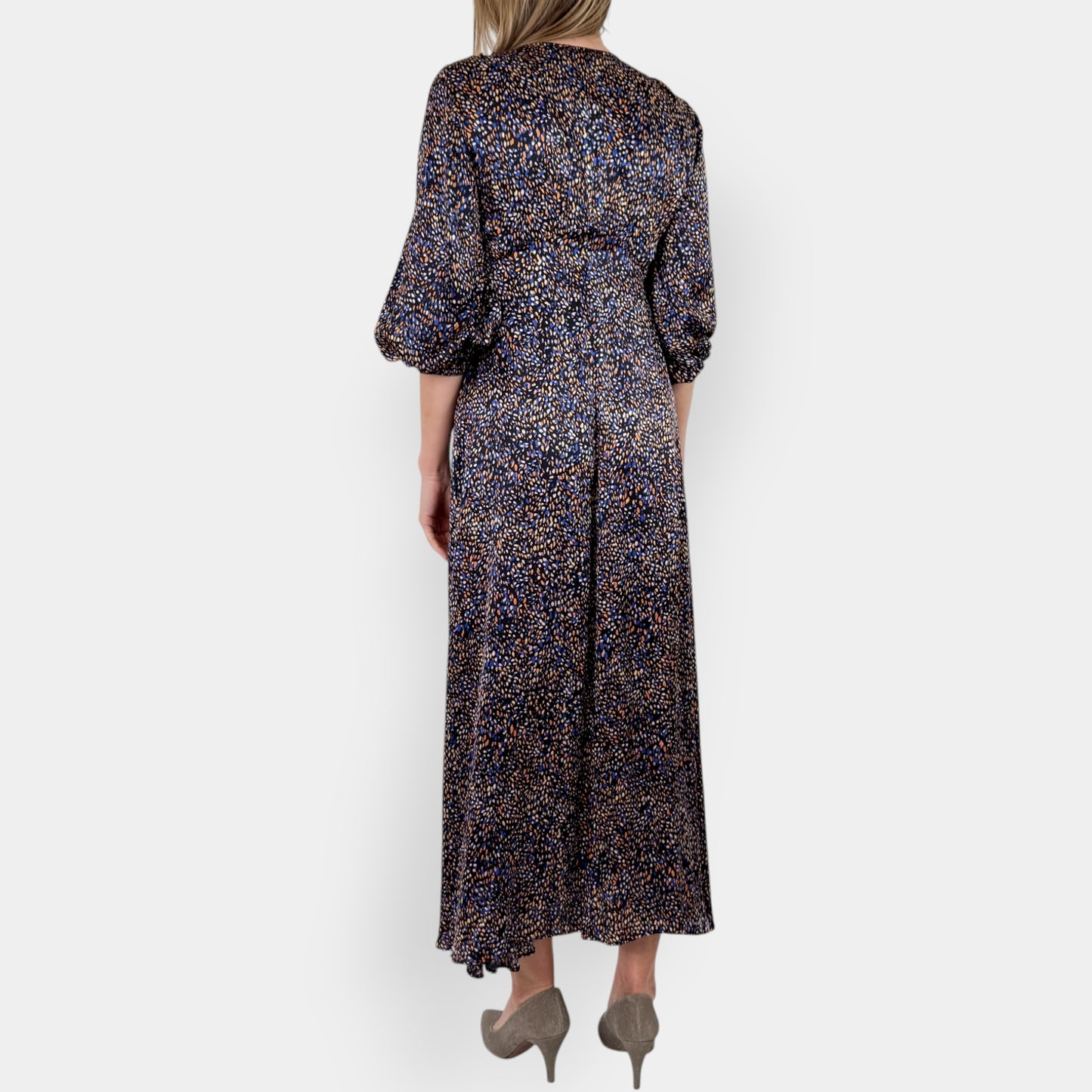 Scanlan Theodore Multicoloured Silk Satin Animal Spot Dress AU6 ~ Small