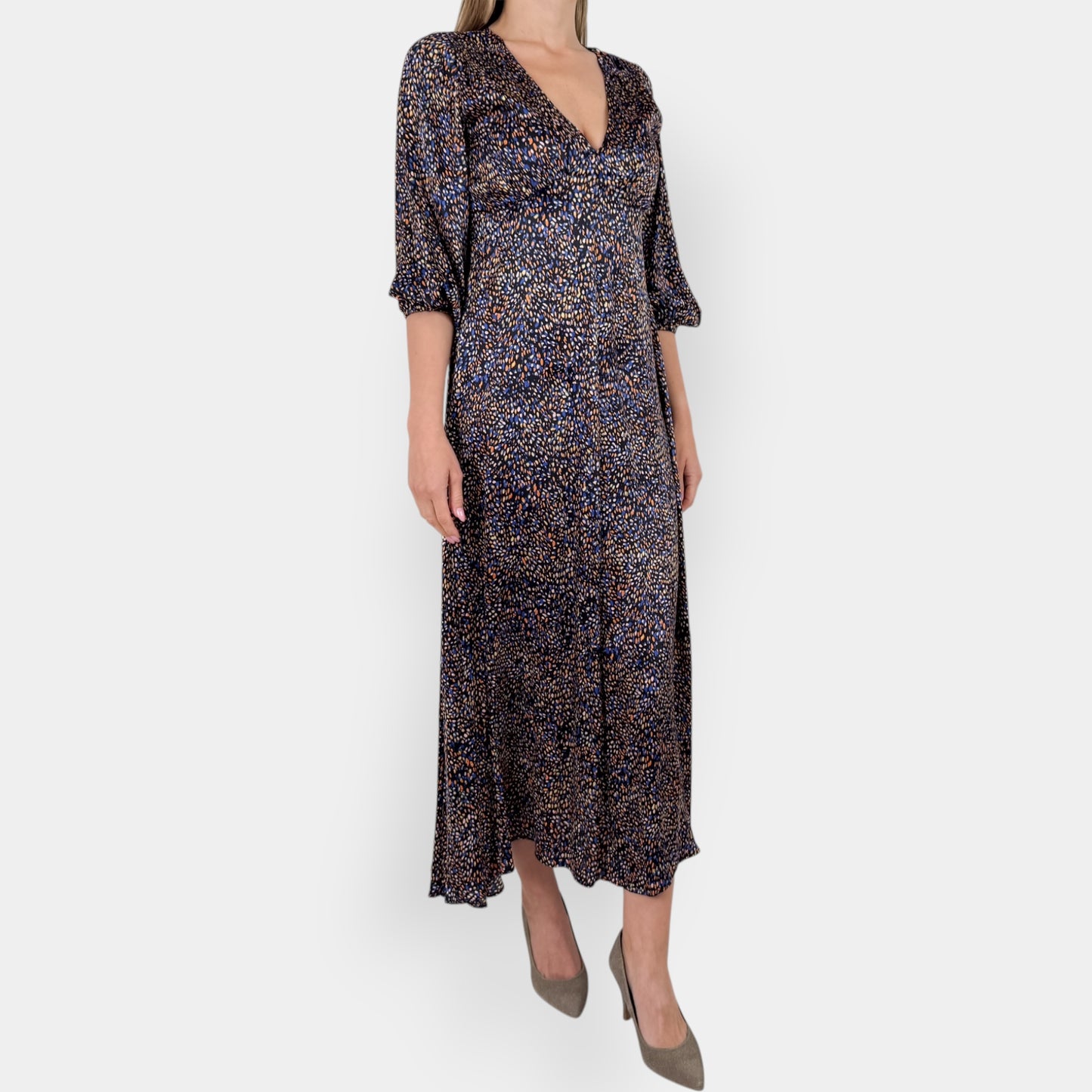 Scanlan Theodore Multicoloured Silk Satin Animal Spot Dress AU6 ~ Small