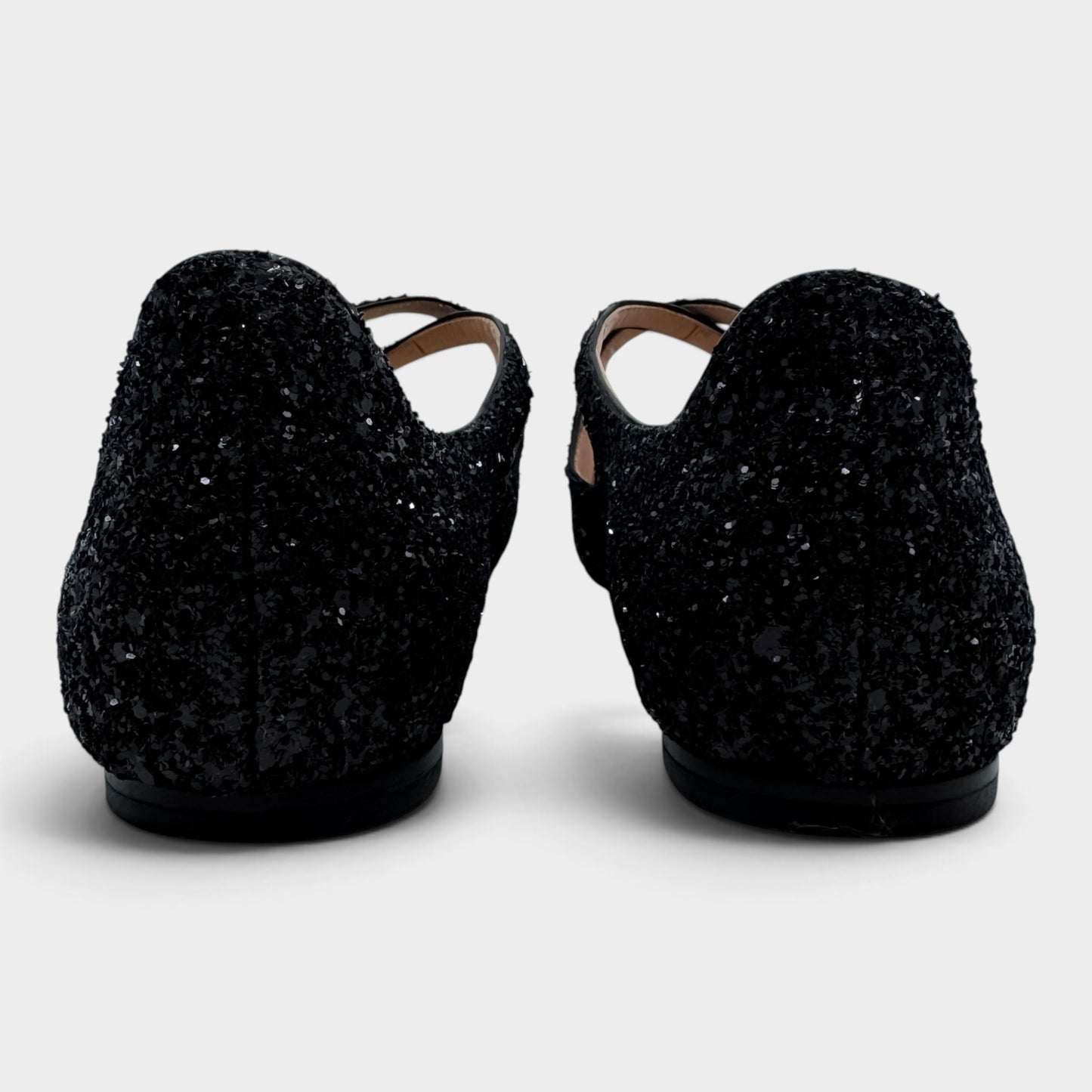 Bally Ballyrina Black Glitter Mary Jane Shoes Flat EU38.5 ~ AU7.5