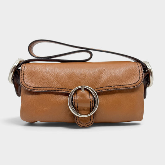 Oroton Y2K Tan Brown Leather Shoulder Bag