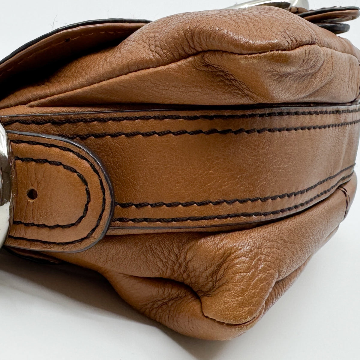 Oroton Y2K Tan Brown Leather Shoulder Bag