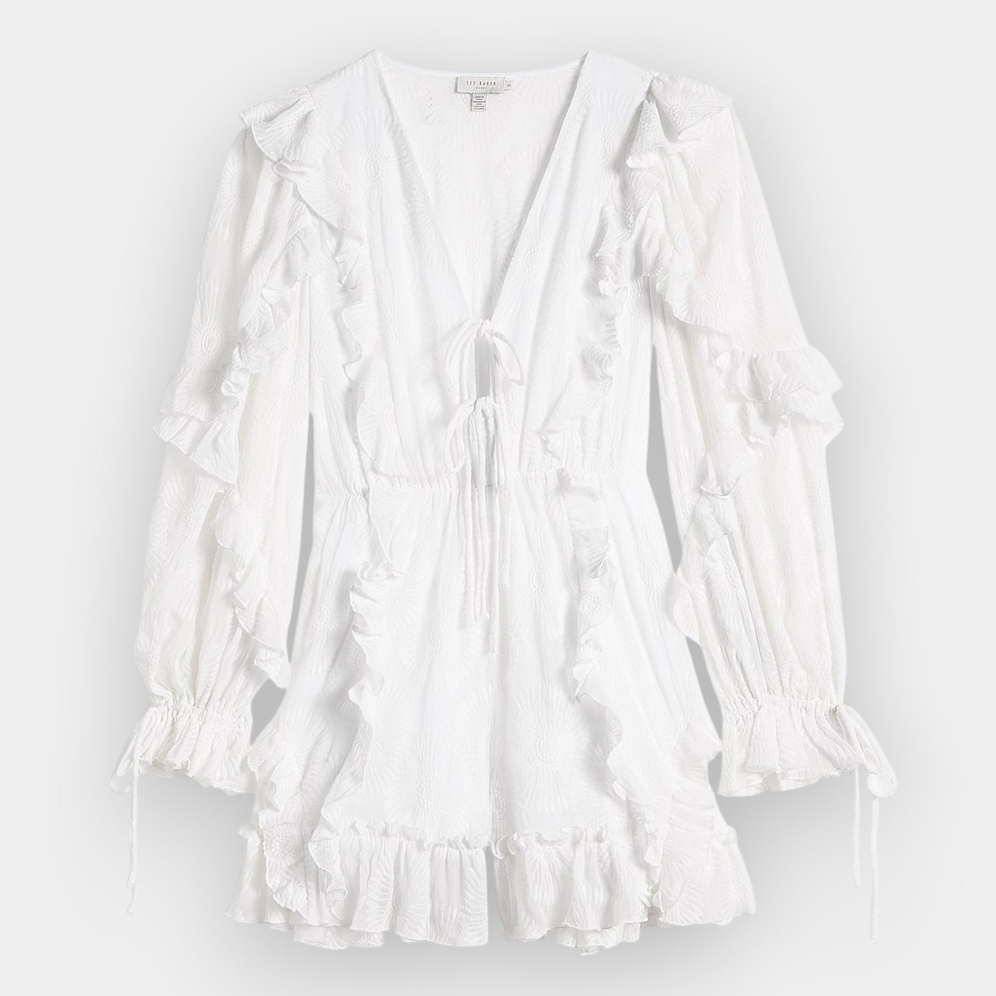 Ted Baker 'Lussa' Off White Puffball Sleeve Playsuit 2 ~ AU10