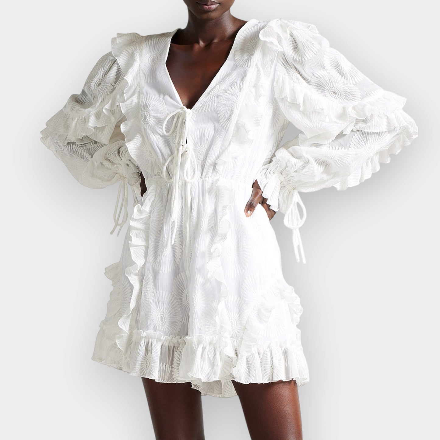 Ted Baker 'Lussa' Off White Puffball Sleeve Playsuit 2 ~ AU10