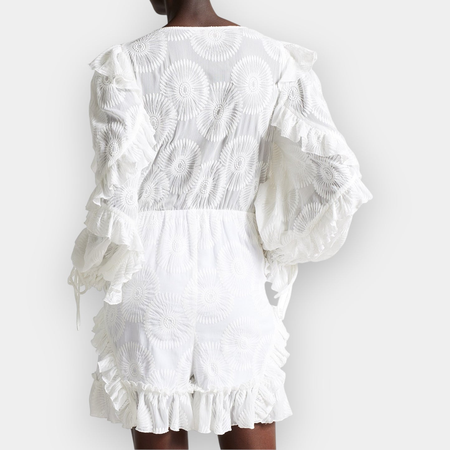 Ted Baker 'Lussa' Off White Puffball Sleeve Playsuit 2 ~ AU10
