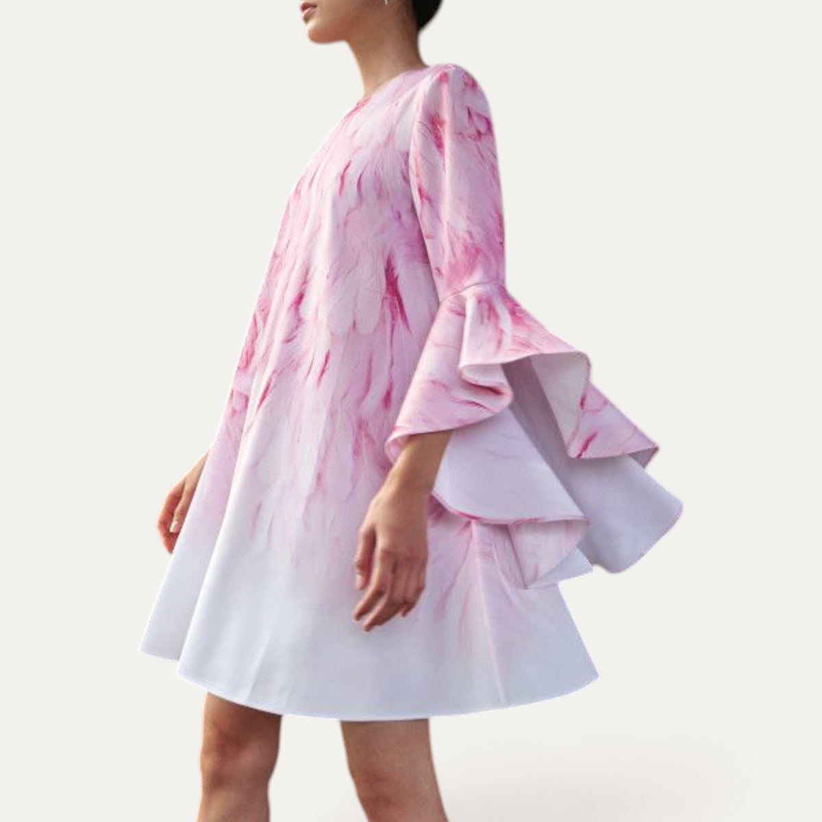 Ted Baker Sareina Pink Angel Falls Feather Print Mini Dress 0 ~ AU8-10