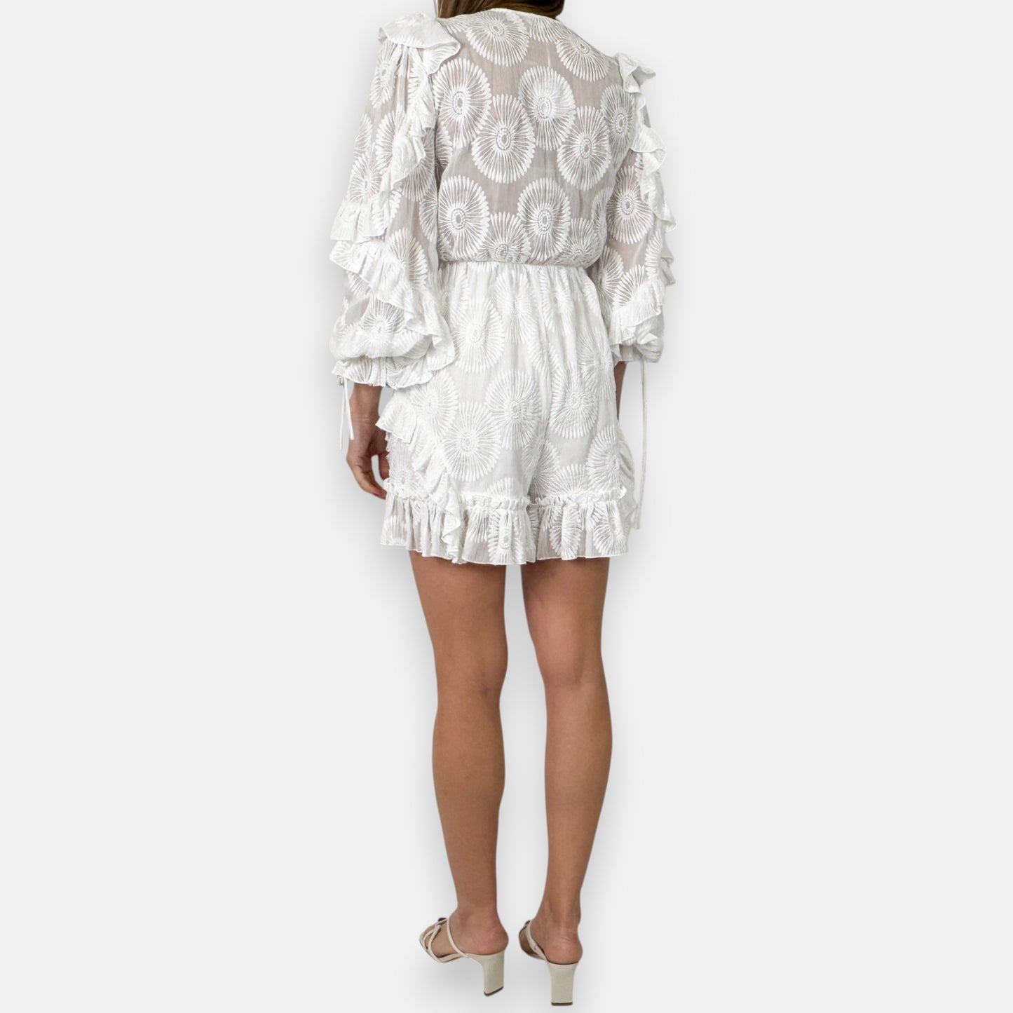 Ted Baker 'Lussa' Off White Puffball Sleeve Playsuit 2 ~ AU10