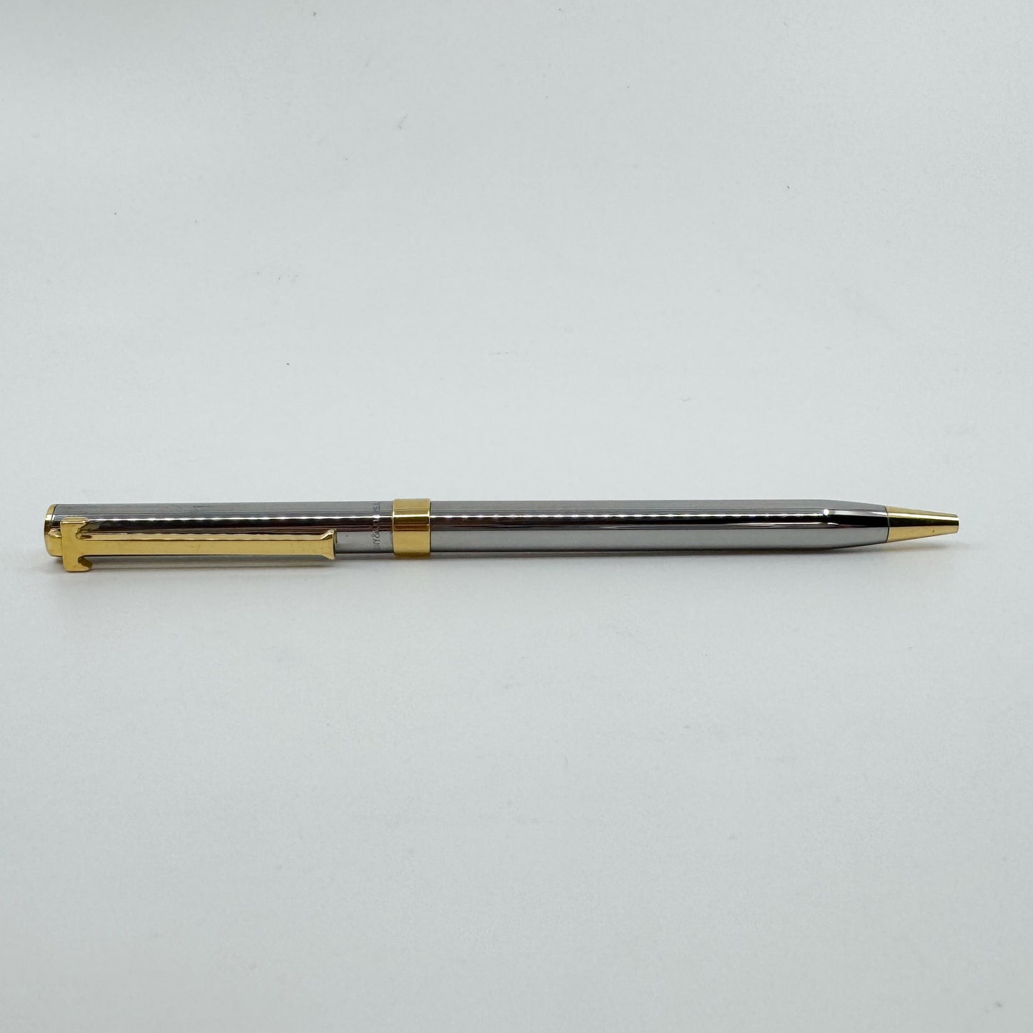 Tiffany & Co. T-Clip Ball Point Stainless Steel & Gold Plated Pen