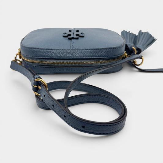 Tory Burch Blue Leather McGraw Camera Shoulder Bag