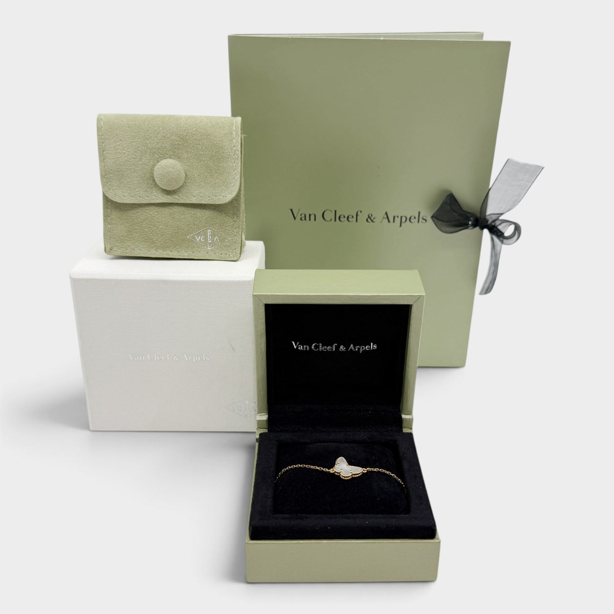 Van Cleef & Arpels Sweet Butterflies 18K Gold Mother Of Pearl Bracelet
