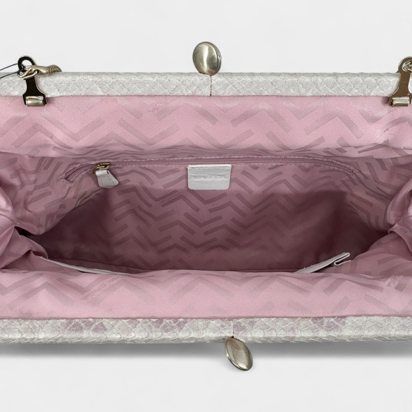 Via Spiga Pink Snake Embossed Leather Folding Clutch Bag