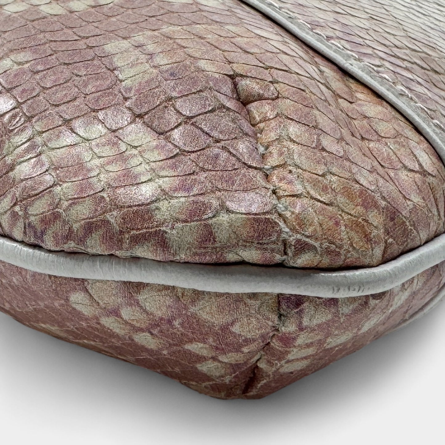 Via Spiga Pink Snake Embossed Leather Folding Clutch Bag