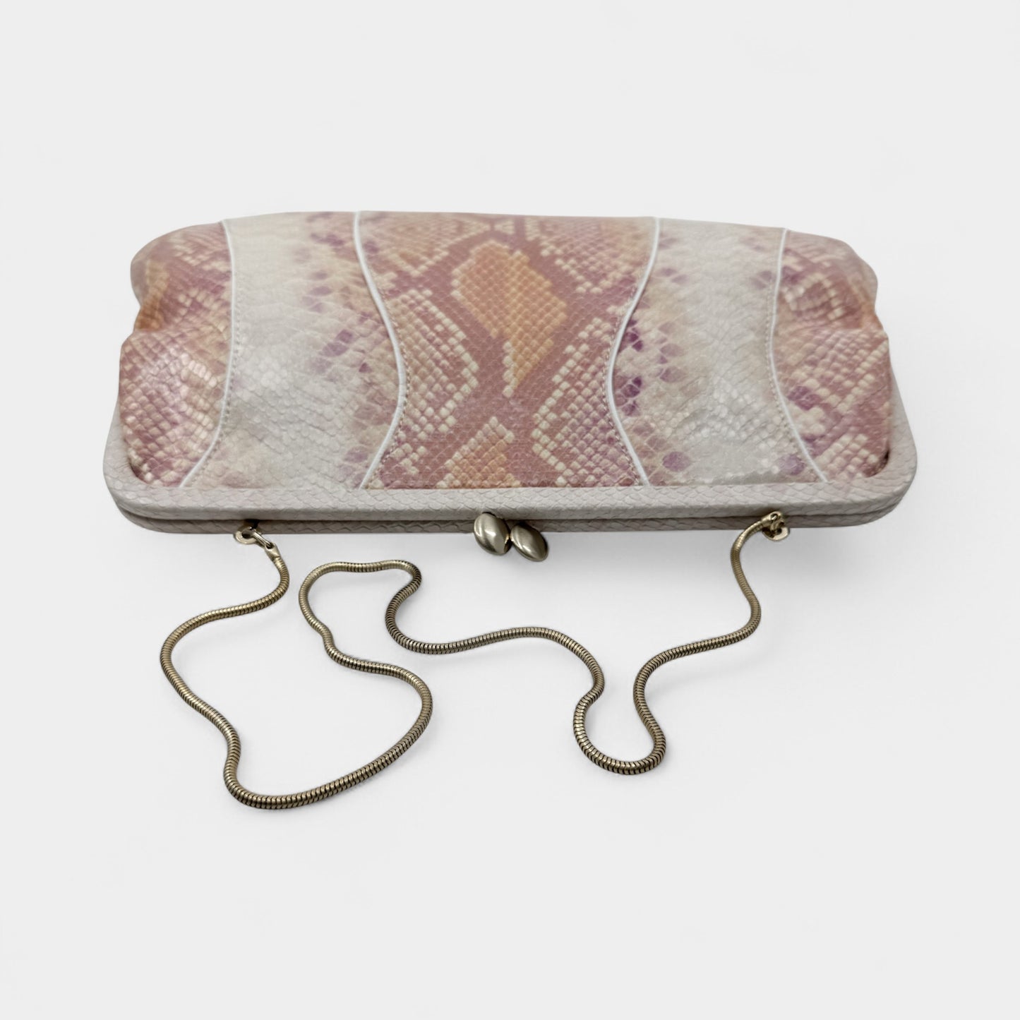 Via Spiga Pink Snake Embossed Leather Folding Clutch Bag