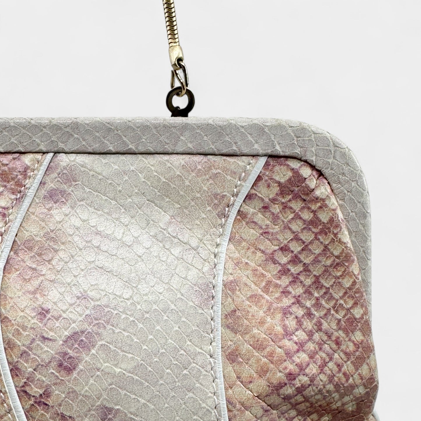 Via Spiga Pink Snake Embossed Leather Folding Clutch Bag