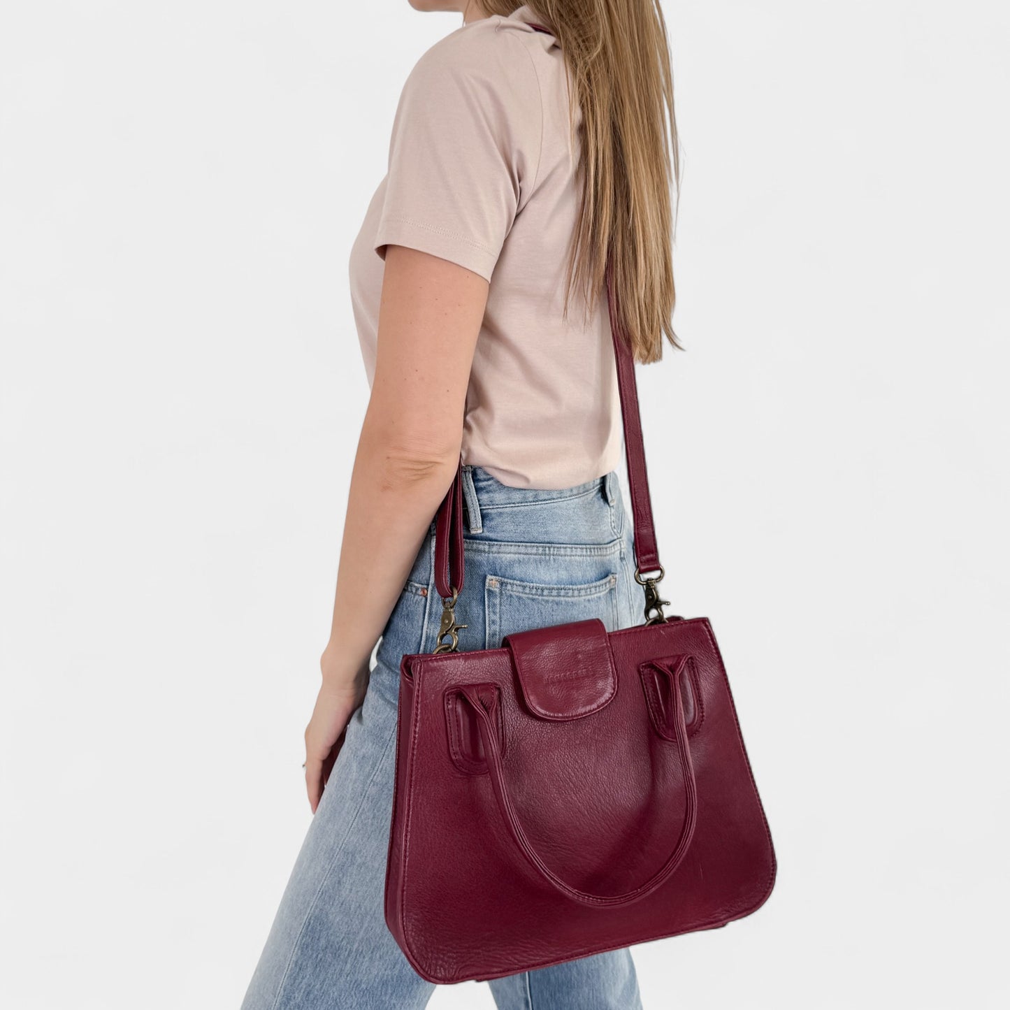 Wanderers Burgundy Red Leather Luxembourg Top Handle Handbag