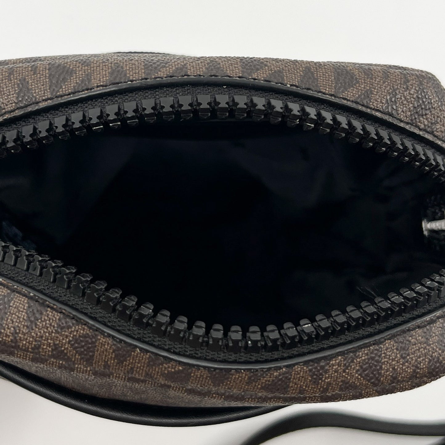 Michael Kors Brown Canvas & Faux Leather Flight Crossbody Bag