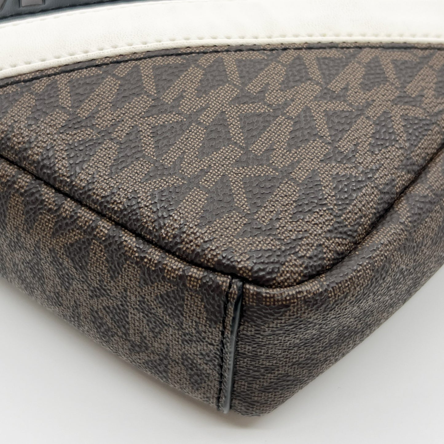 Michael Kors Brown Canvas & Faux Leather Flight Crossbody Bag