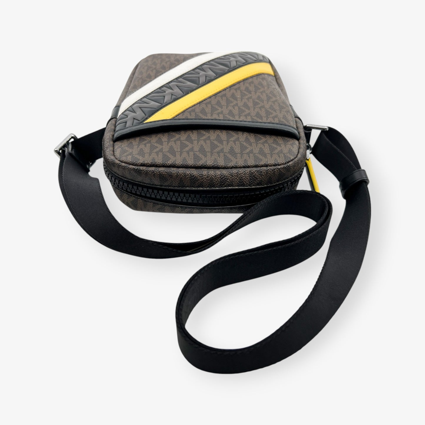 Michael Kors Brown Canvas & Faux Leather Flight Crossbody Bag