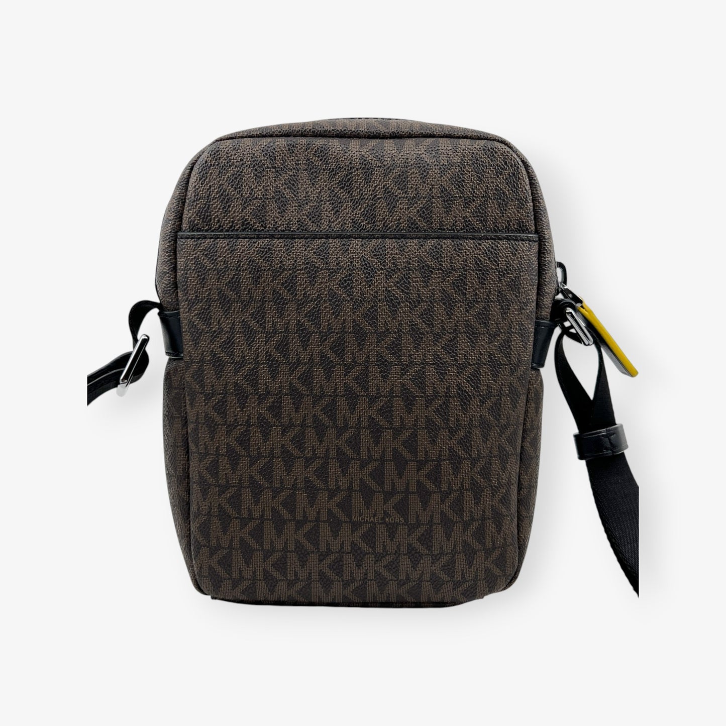 Michael Kors Brown Canvas & Faux Leather Flight Crossbody Bag