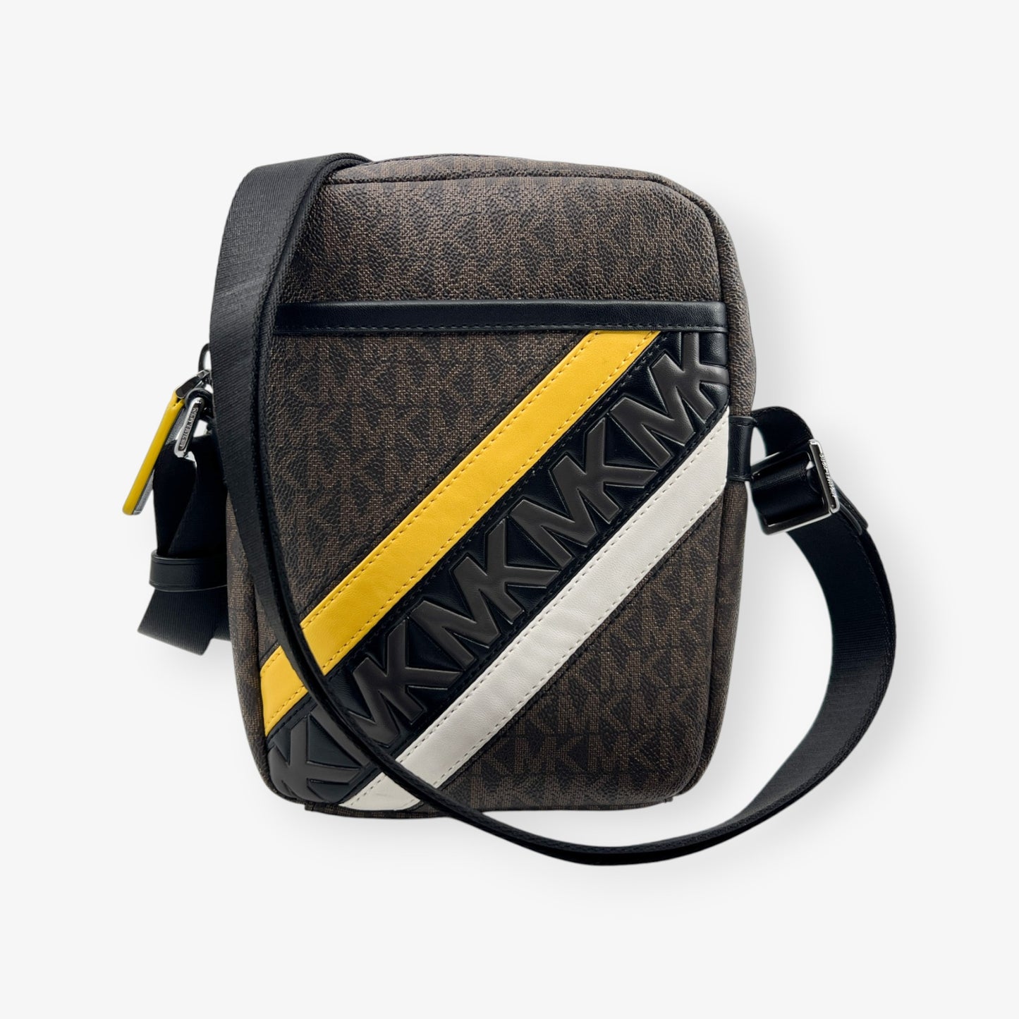 Michael Kors Brown Canvas & Faux Leather Flight Crossbody Bag