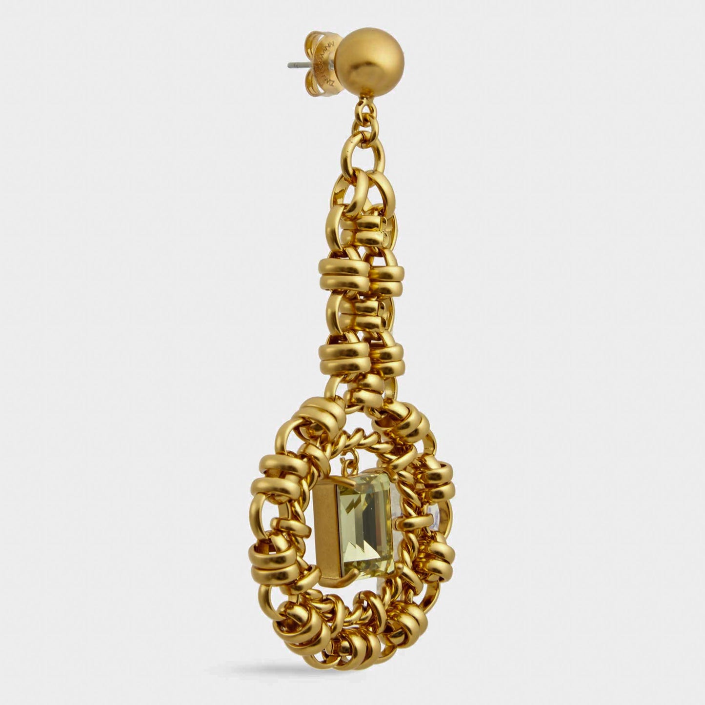 Zimmermann Gold-Tone Brass & Pale Green Crystal Statement Drop Earrings