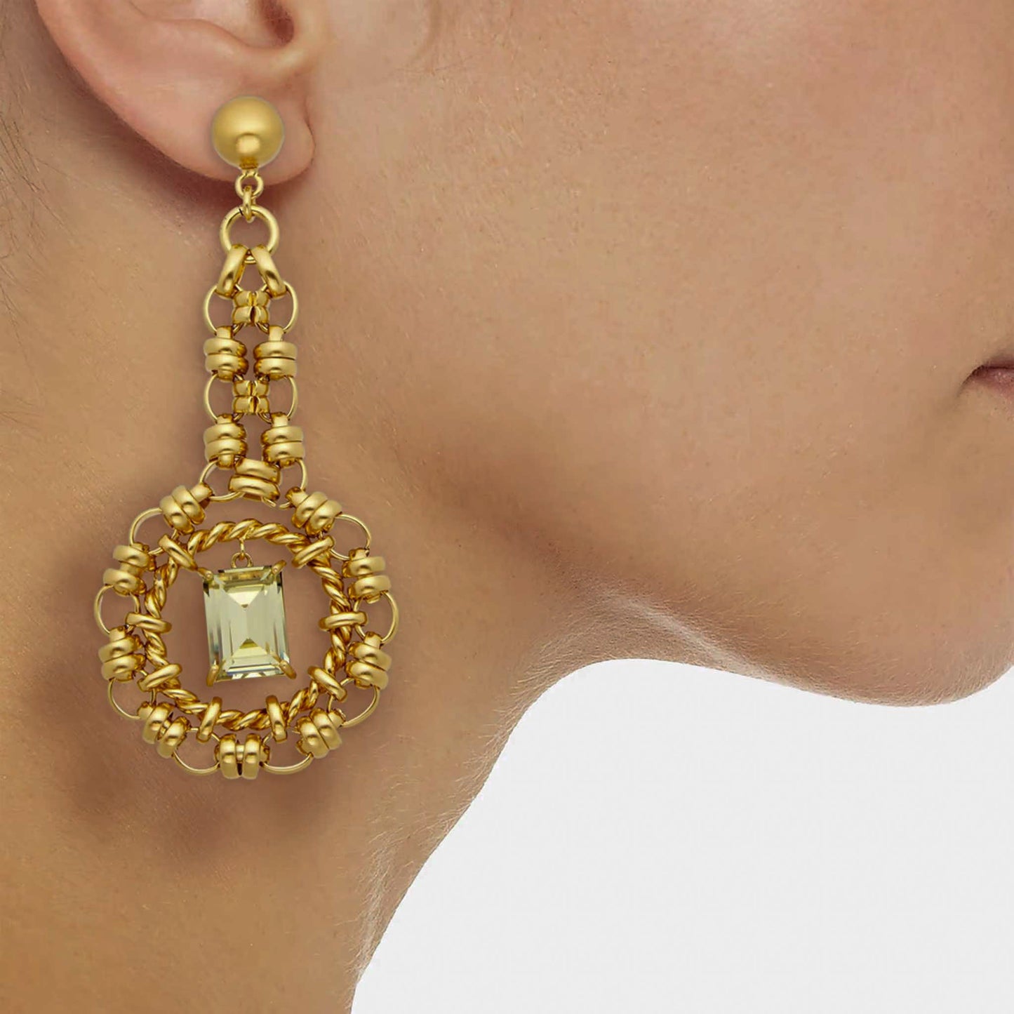Zimmermann Gold-Tone Brass & Pale Green Crystal Statement Drop Earrings