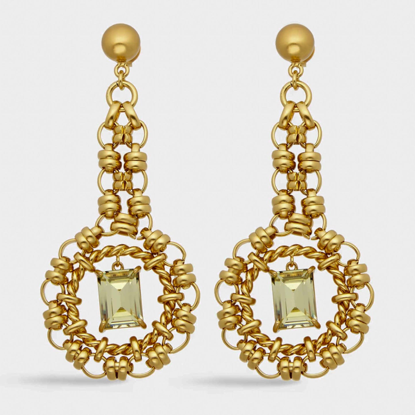 Zimmermann Gold-Tone Brass & Pale Green Crystal Statement Drop Earrings