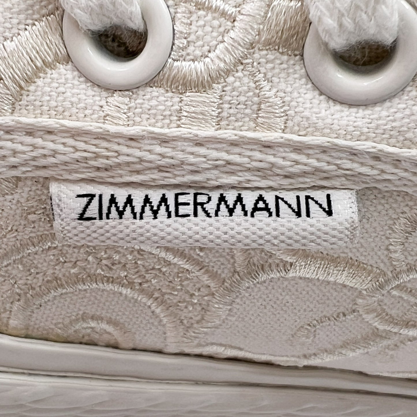 Zimmermann Cream Canvas Twist Embroidered Sneakers EU38 ~ AU7