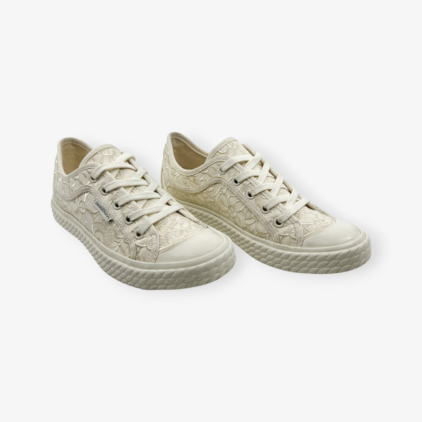 Zimmermann Cream Canvas Twist Embroidered Sneakers EU38 ~ AU7