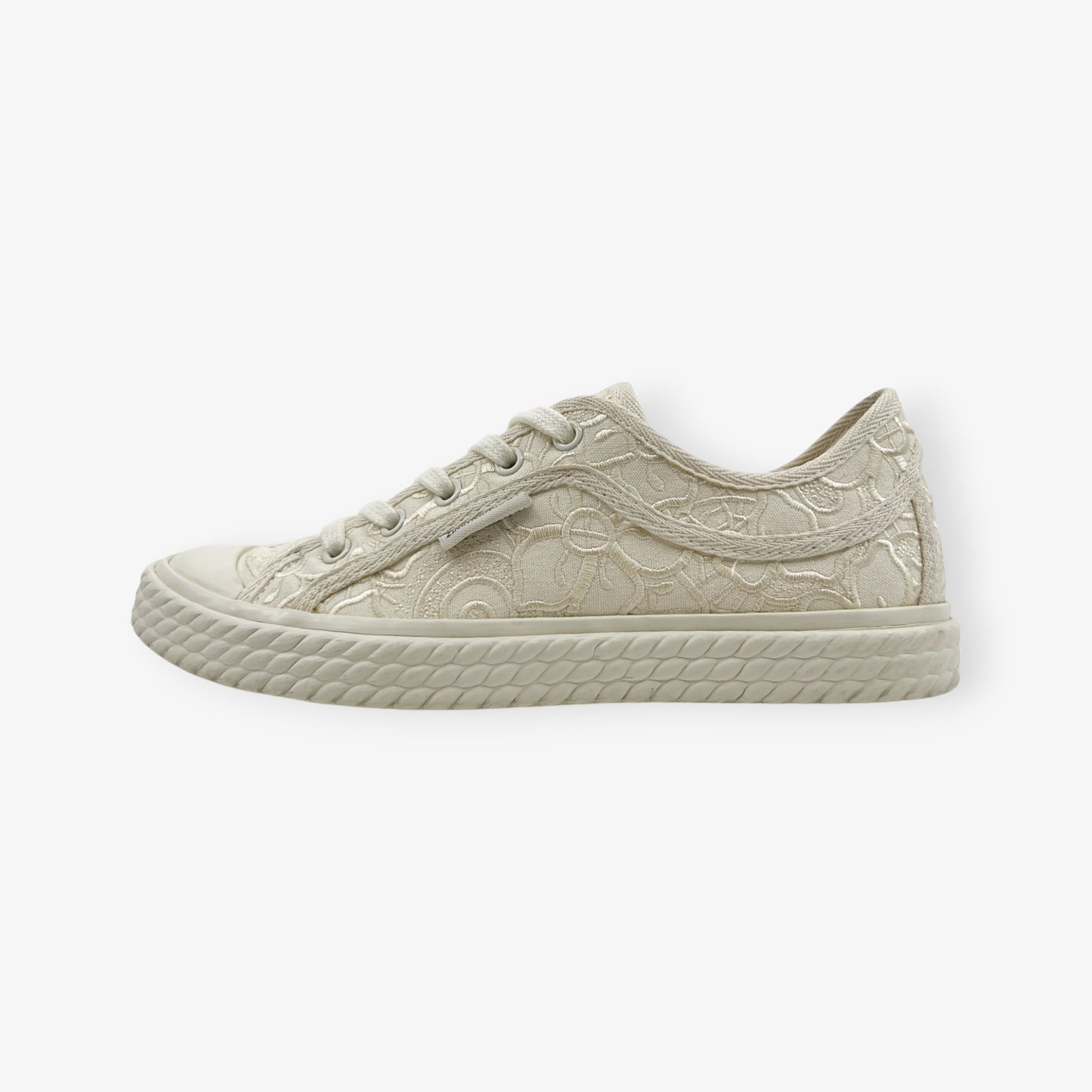 Zimmermann Cream Canvas Twist Embroidered Sneakers EU38 ~ AU7