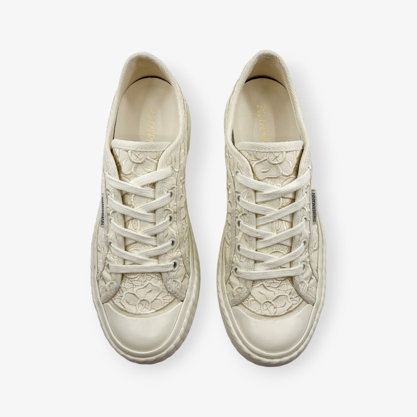 Zimmermann Cream Canvas Twist Embroidered Sneakers EU38 ~ AU7