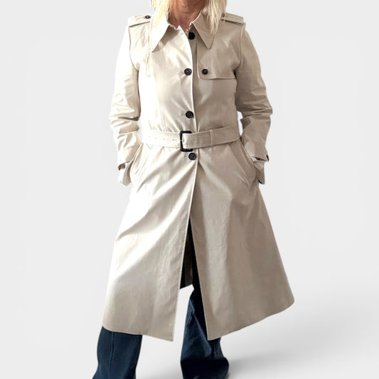 Prada Cream 100% Cotton Trench Coat Small ~ AU8-10