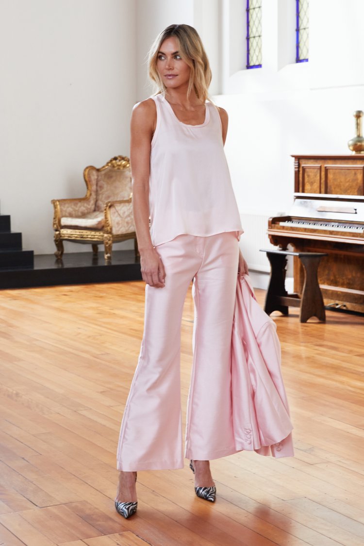 M.A. Dainty Pink Satin Flared Agora Pants AU16 [NEW]