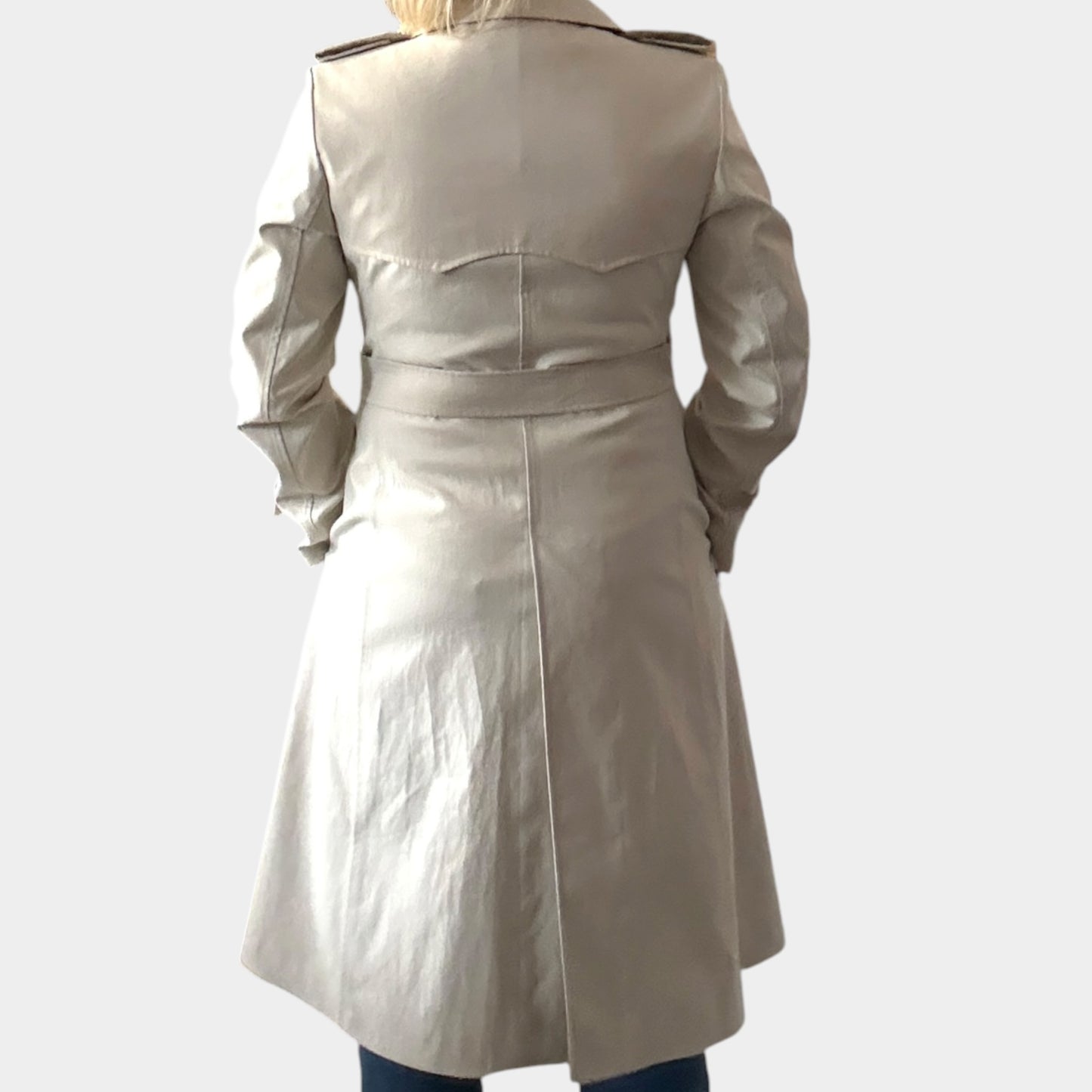 Prada Cream 100% Cotton Trench Coat Small ~ AU8-10